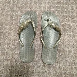 Silver dressy flip flops